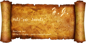 Hápp Jenő névjegykártya
